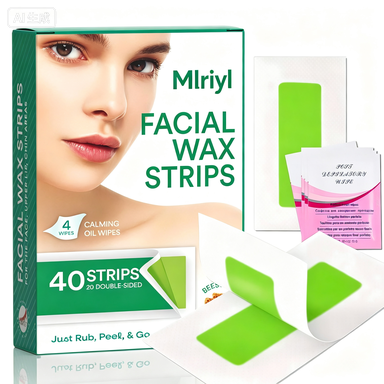 Facial Wax Strips for Hair Removal - Hypoallergenic for All Skin Types - Gentle and Fast-Working for Face, Eyebrow, Upper Lip, and Chin