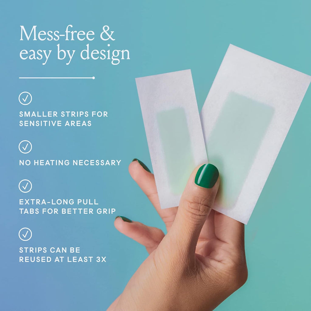 Wax Kit - Face & Bikini - 32 wax strips - 6 post-wax serum wipes