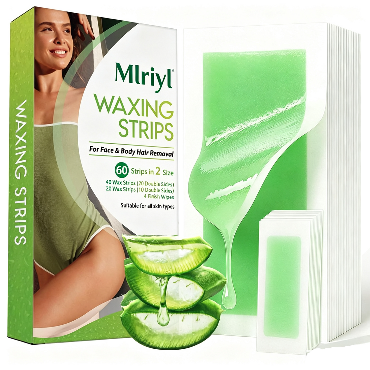 Wax Strips for Hair Removal Kit: 60 Pieces 40 Body
