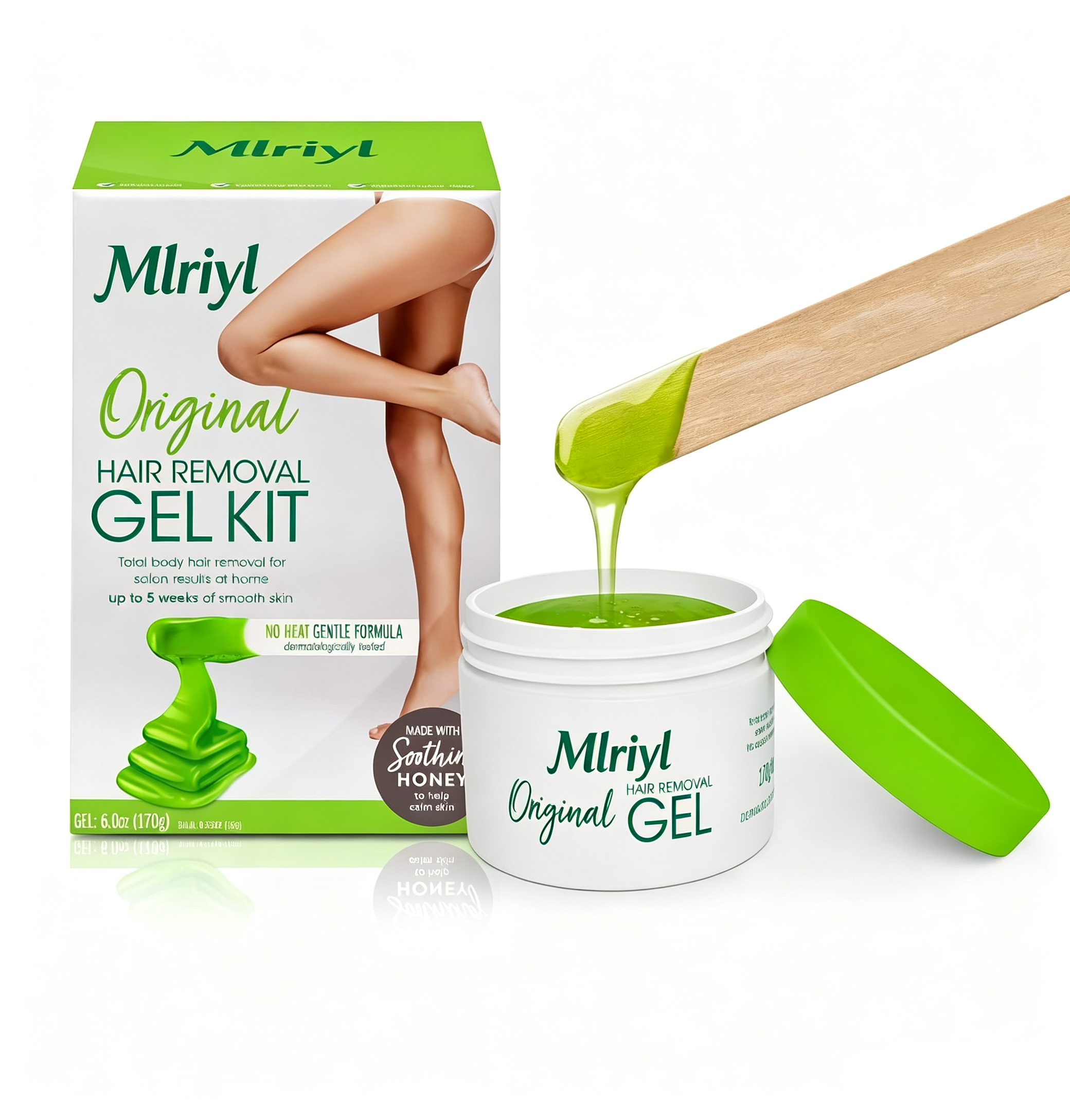 Original Natural Hair Removal Gel Wax Kit, Waxing Kit for Full Body, Hair Removal Wax with Strips, No-heat Formula