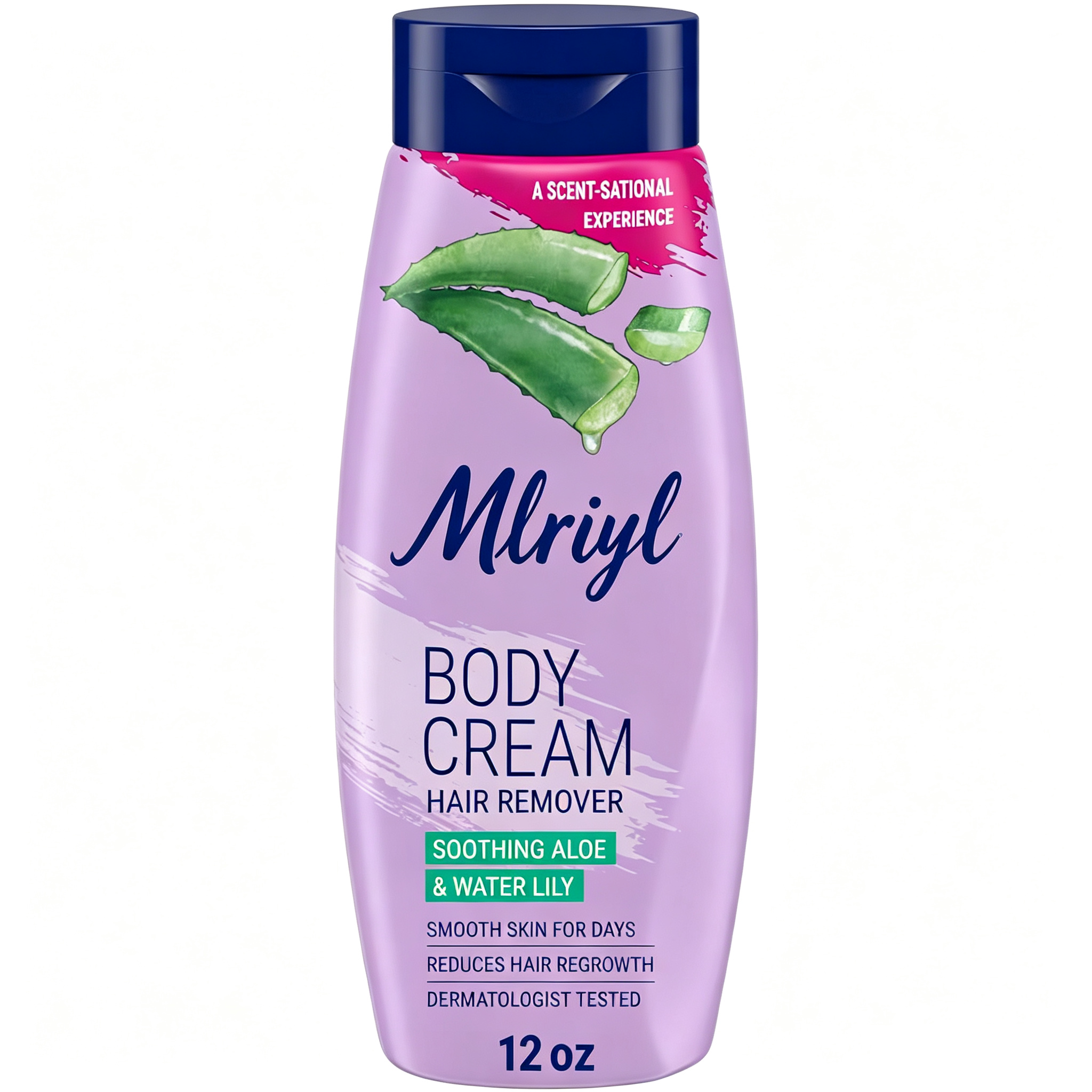 Body Cream Hair Remover, Soothing Aloe and Water Lily, 12 Oz | Body Hair Removal, Legs, Arms, Underarms & Bikini Area, Dermatologist-Tested, Skin Longer Than Shaving