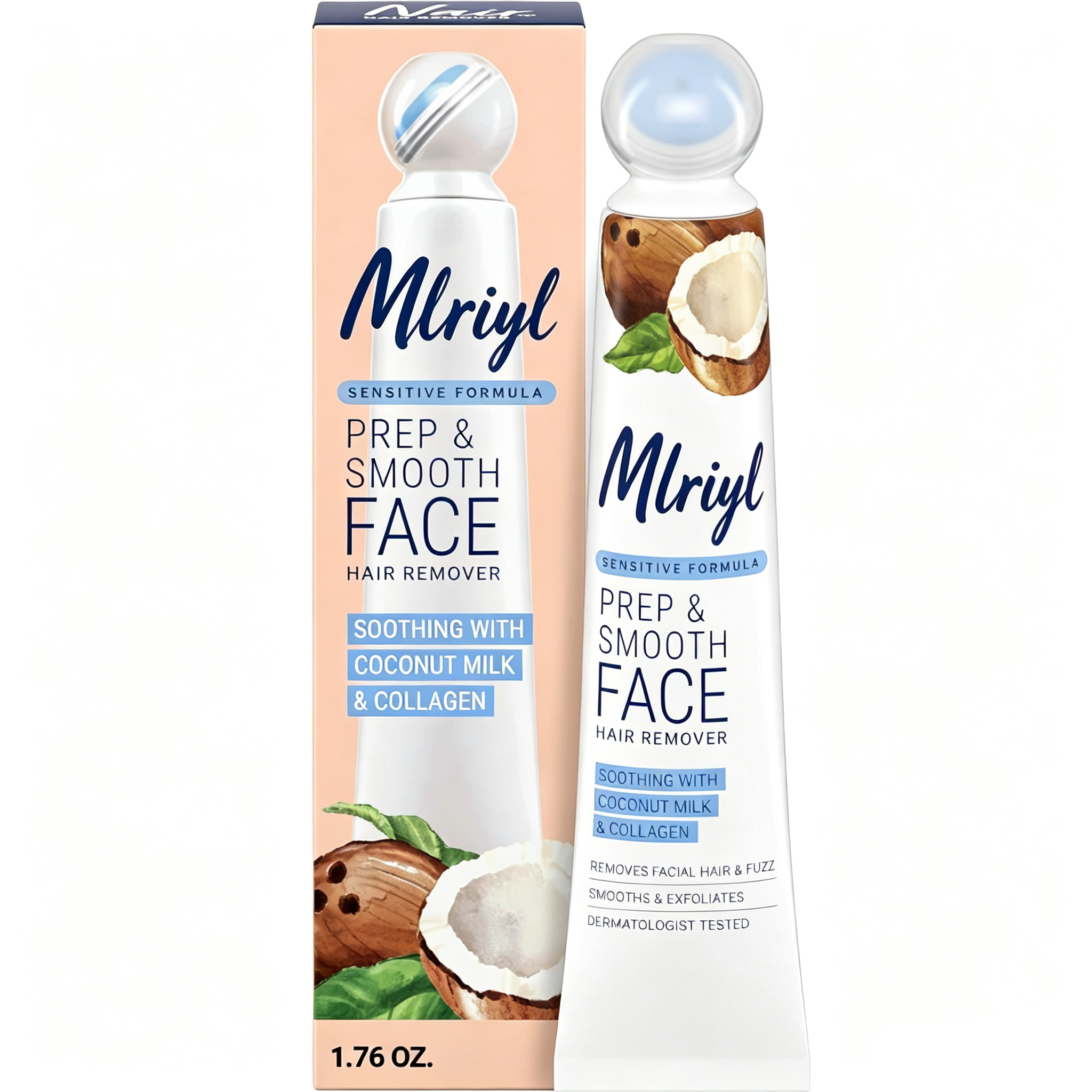 Exfoliating Facial Hair Removal Cream for Women - Smooth Skin Solution with Collagen for Sensitive Skincare